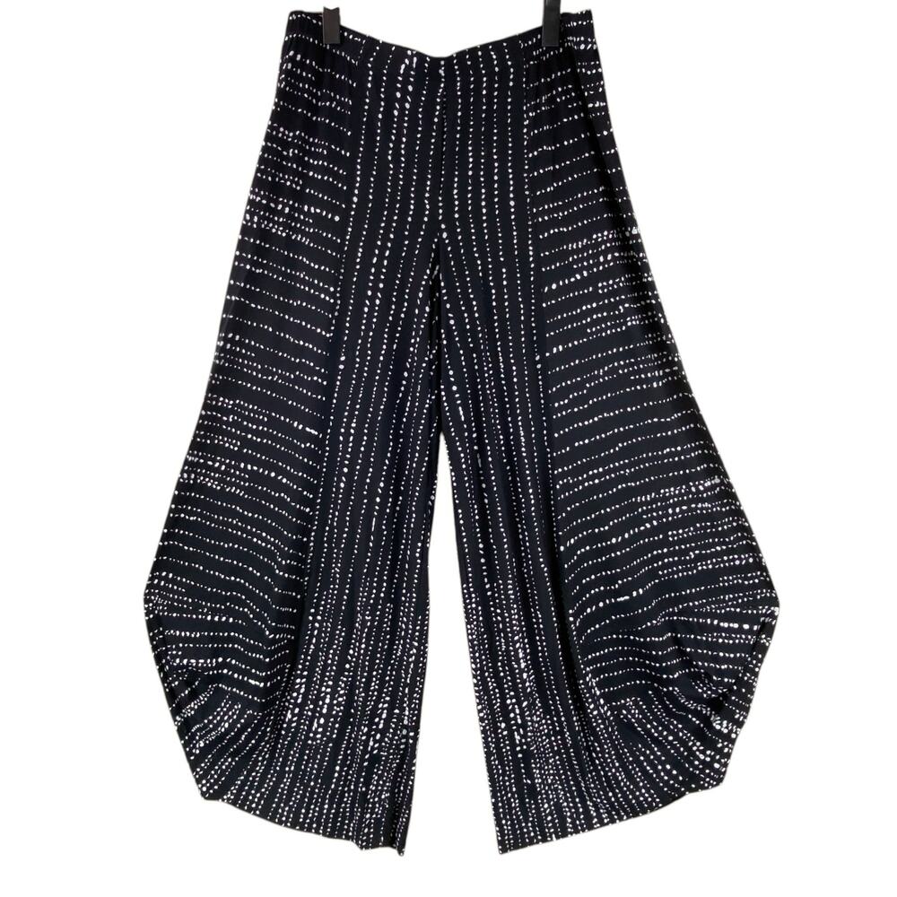 Alembika Art To Wear Pants Size L Lantern Black White Flowy Stretch
